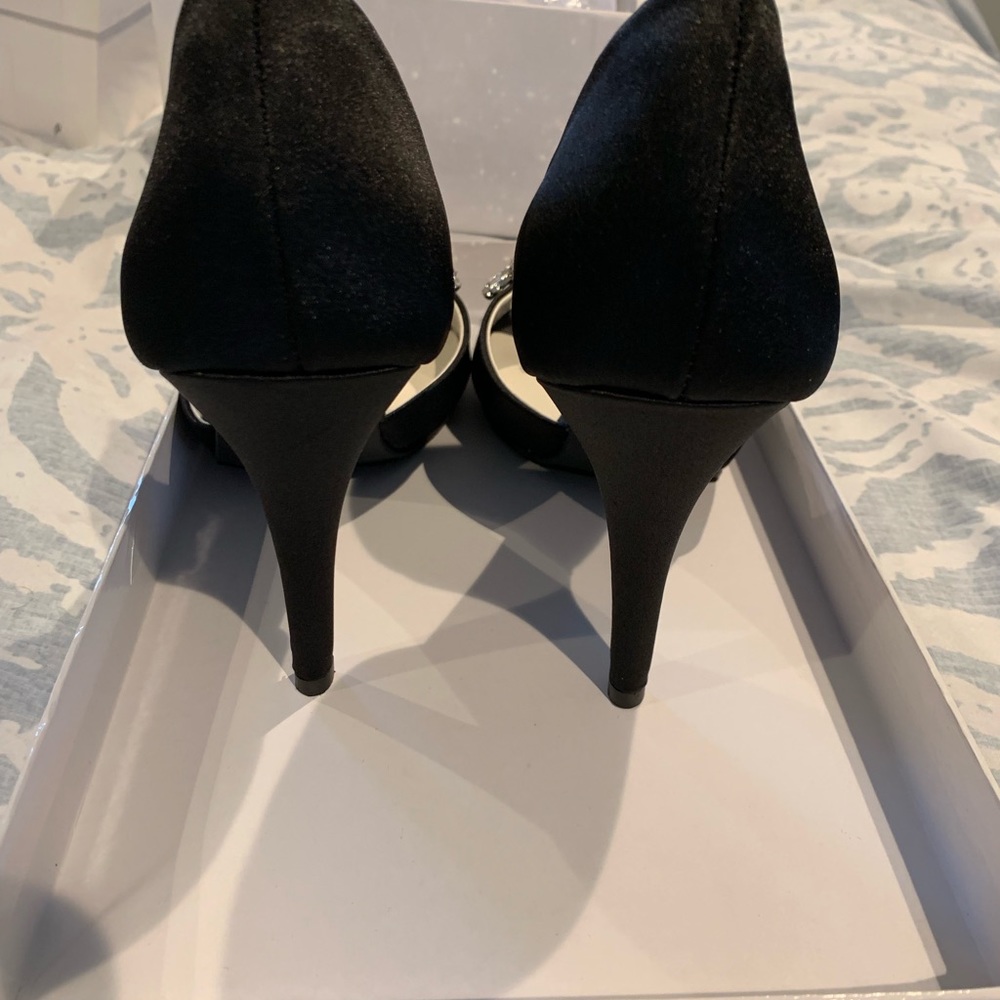 embellished peep toe heels